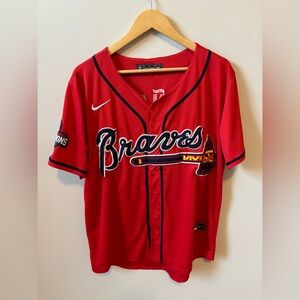 Ronald Acuna Nike Braves Red Baseball Jersey
